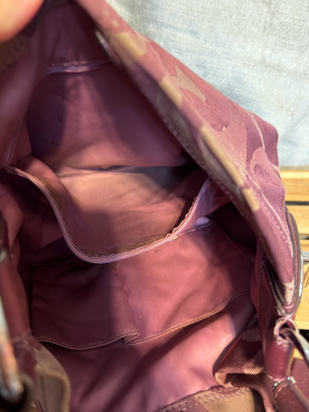 Coach Vintage Penelope Bordeaux Burgundy Optic Signature Hobo Shoulder Bag - Picture 15 of 16